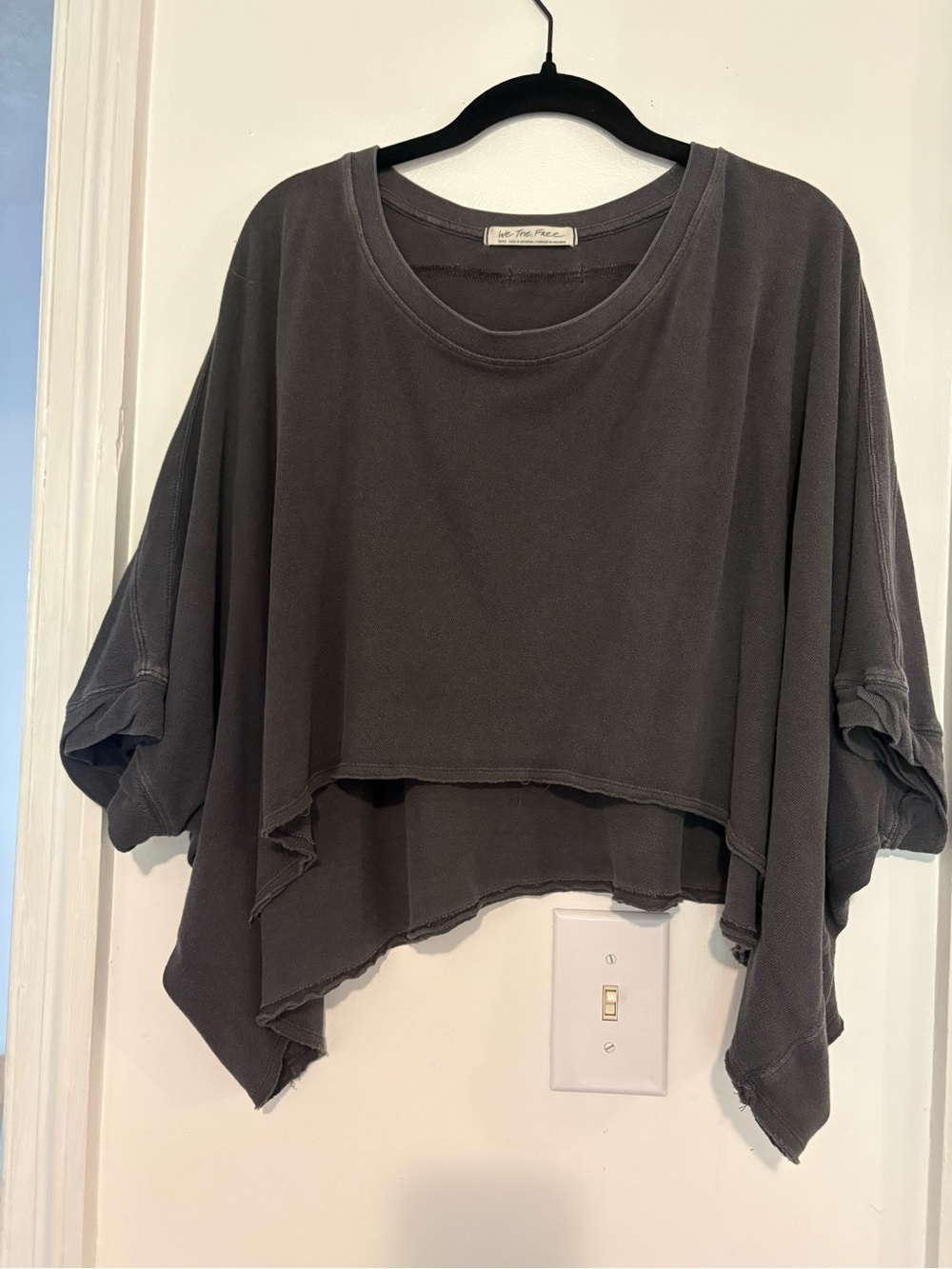 We The Free Washed Charcoal Cropped Layered Tee